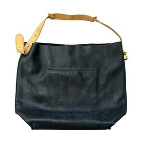 Linea Pelle Italian Black Leather Hobo Tote Bag Shoulder Large Italy